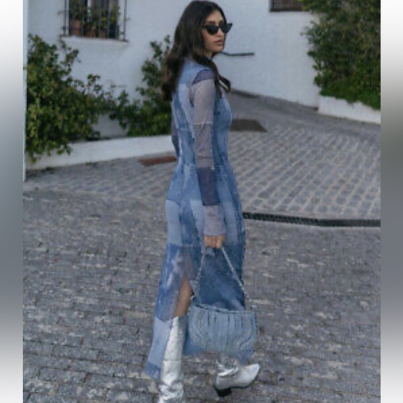 ZARA BLOGGERS FAV PATCHWORK WORK TULLE DRESS - Picture 13 of 14